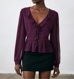 Women's Chiffon Purple Sheer Top