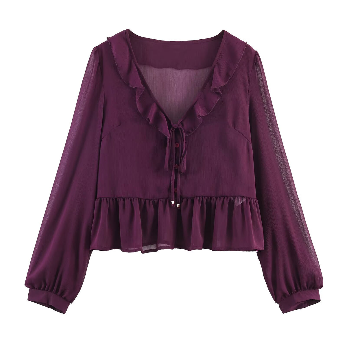 Women's Chiffon Purple Sheer Top