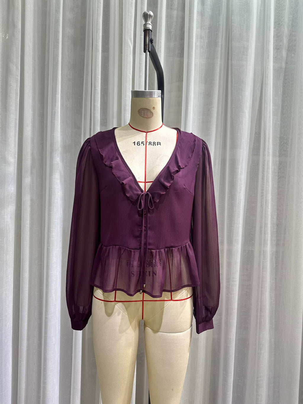 Women's Chiffon Purple Sheer Top