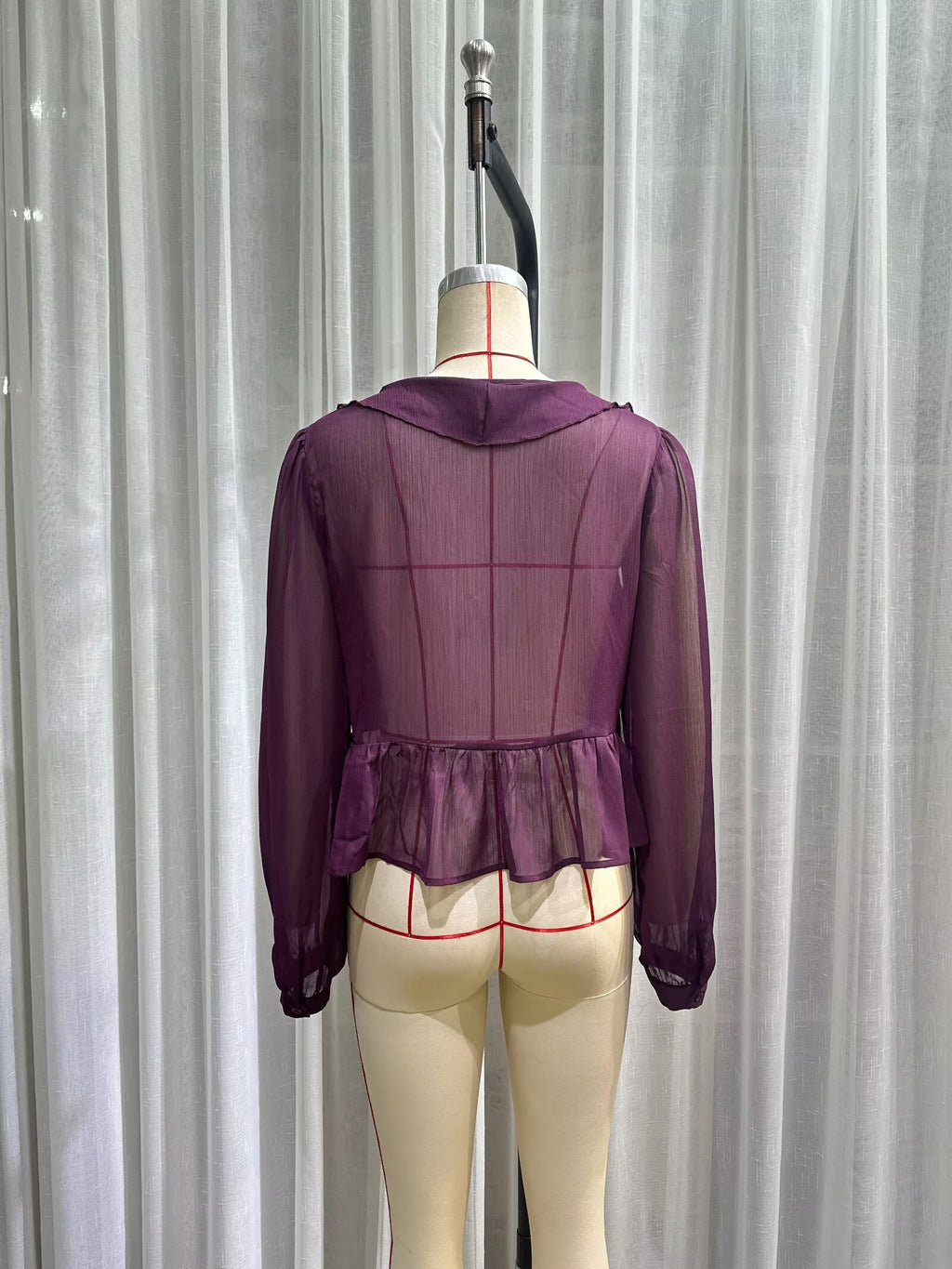 Women's Chiffon Purple Sheer Top