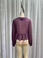 Women's Chiffon Purple Sheer Top