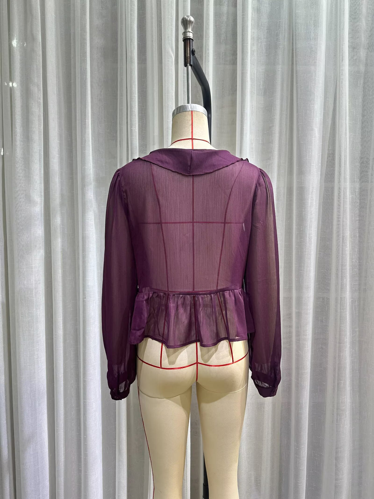 Women's Chiffon Purple Sheer Top