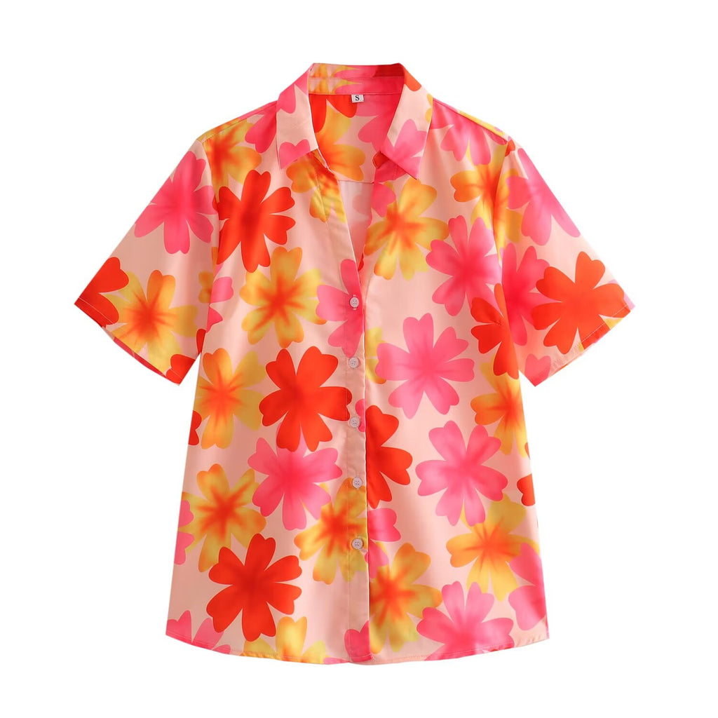 Women's Floral Long-Sleeve Pink Shirt