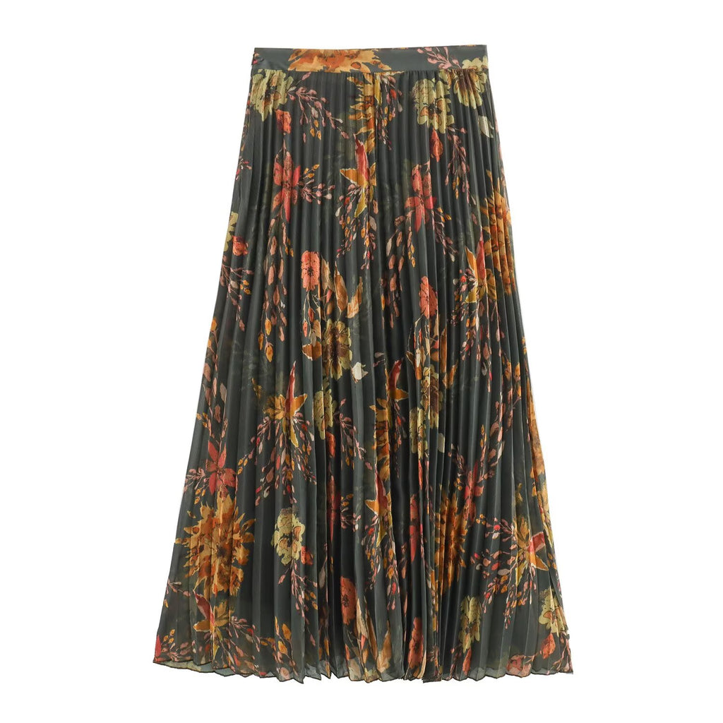 Spring Summer Vintage Printed Classic High Grade Skirt