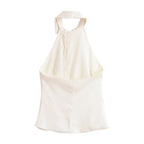 Silk Satin Texture Hanging Collar Top