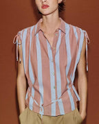 Women's Women Clothing Summer Street Simple Sleeveless Collared Shirt