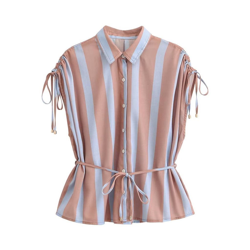 Women's Women Clothing Summer Street Simple Sleeveless Collared Shirt
