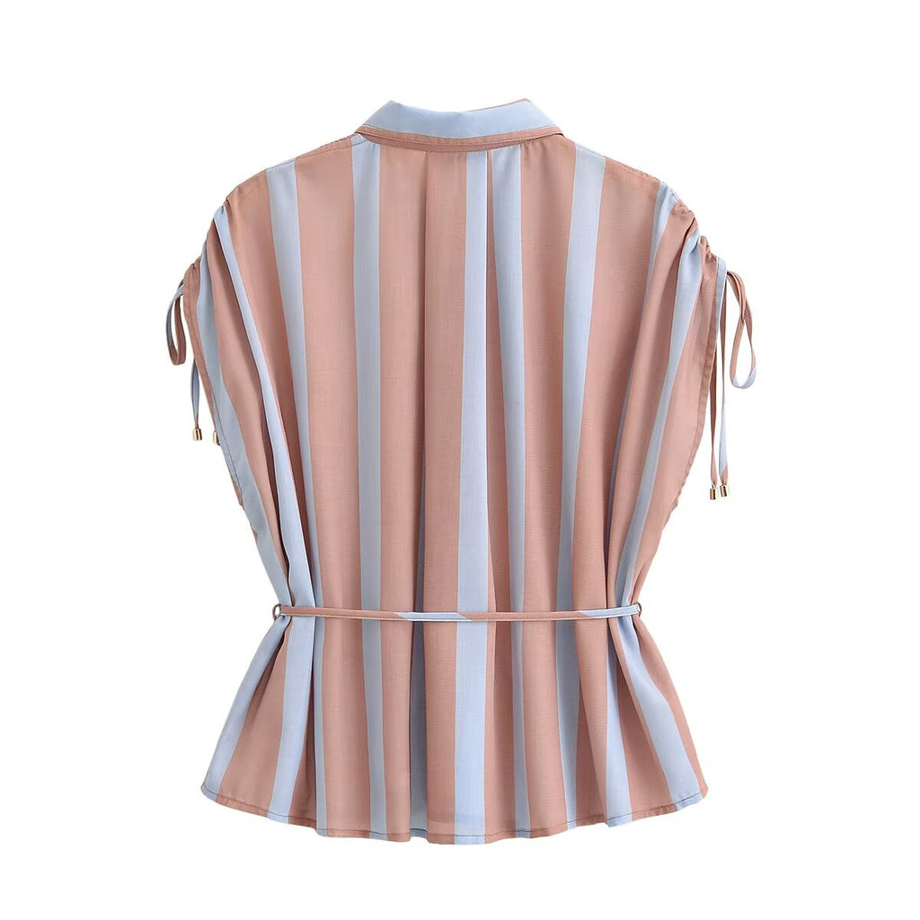 Women's Women Clothing Summer Street Simple Sleeveless Collared Shirt