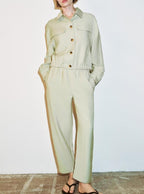 Women Clothing Summer Collared Short Coat Waist Skinny Pant