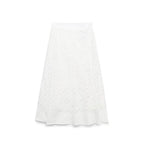 Sexy Embroidered Hollow Out Cutout out Halter Vest Short Top High Waist Skirt Set