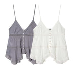 's Solid Color Embroidered Strap Top