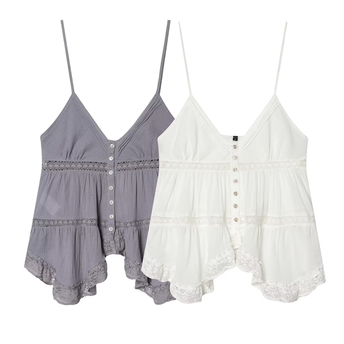 's Solid Color Embroidered Strap Top