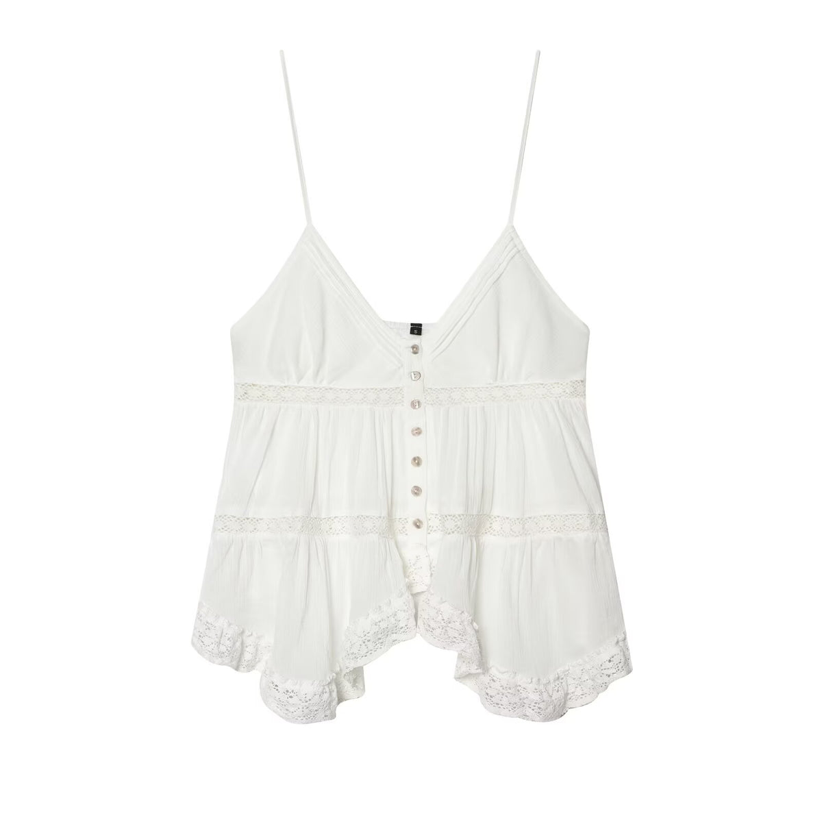 's Solid Color Embroidered Strap Top