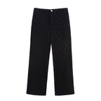 Women Clothing Casual Hollow Out Cutout Embroidered Shirt Wide Leg Pants