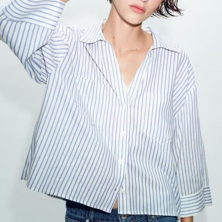 Women's Loose Linen-Texture Collared Shirt