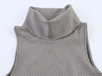Women's Women Clothing Houndstooth Asymmetric Hem Lace Top Small Vest