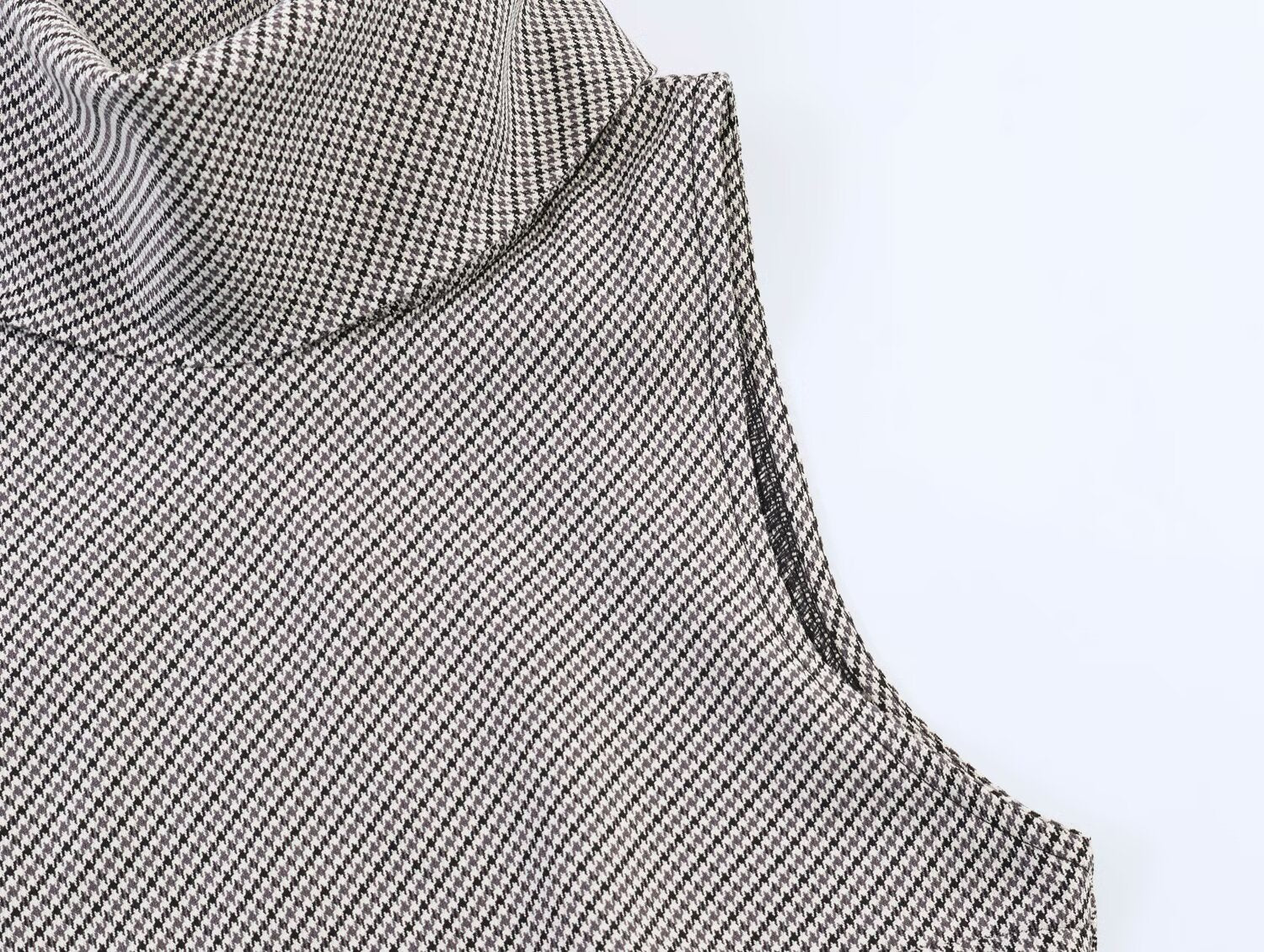 Women's Women Clothing Houndstooth Asymmetric Hem Lace Top Small Vest