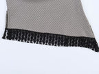 Women's Women Clothing Houndstooth Asymmetric Hem Lace Top Small Vest