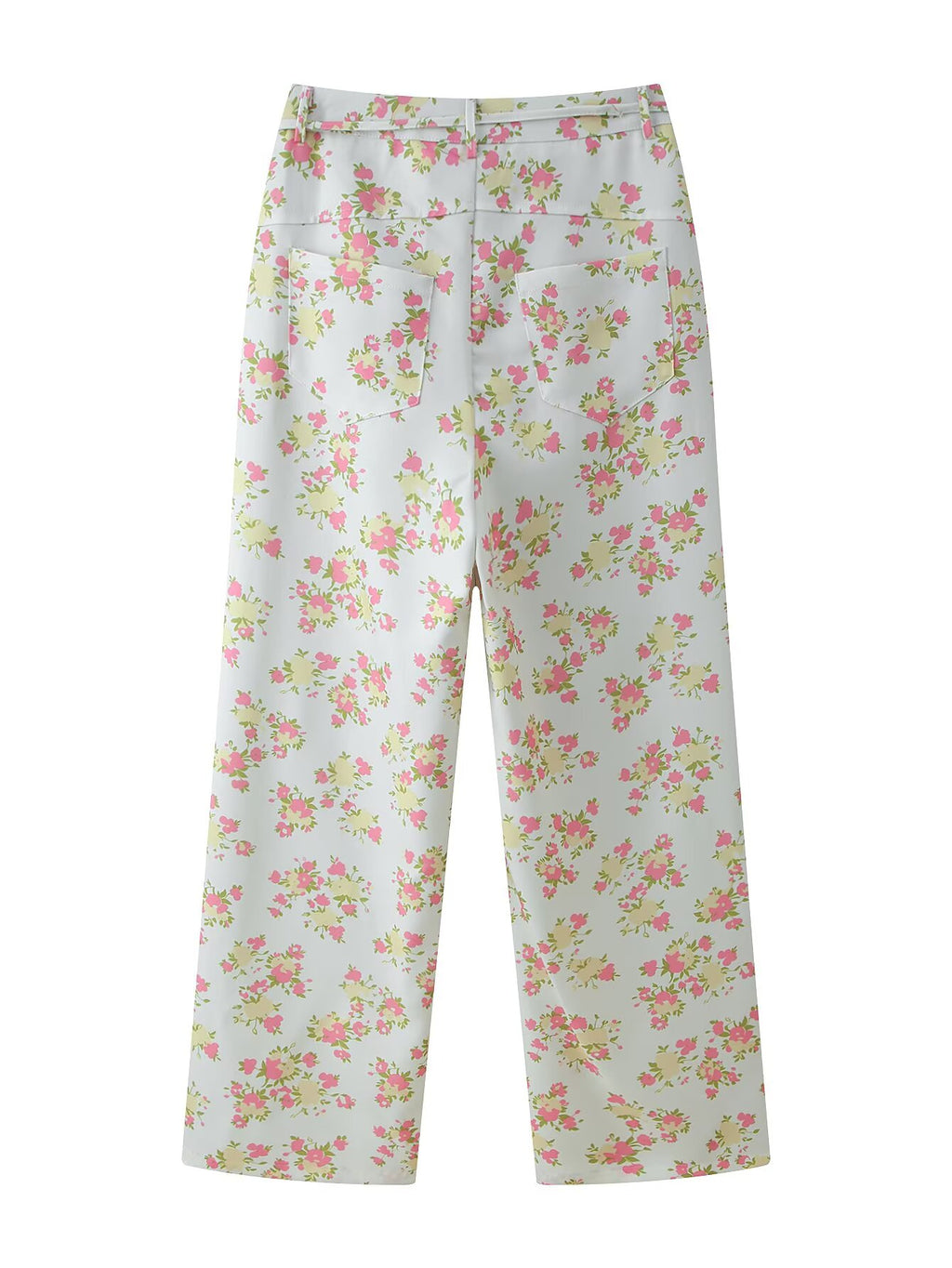 Spring Women Clothing Sexy Ruffled Floral Top Pants Set
