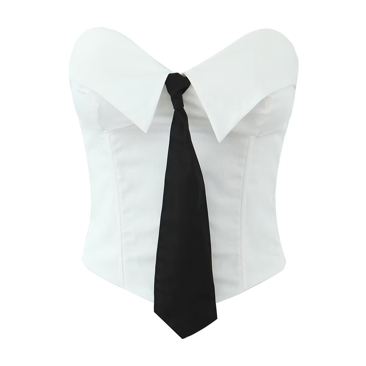 Women's White Collared Vest Top