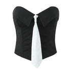 Women's White Collared Vest Top