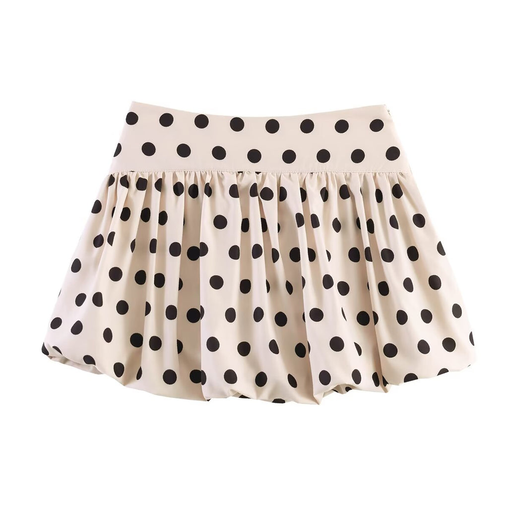 Polka-Dot High-Waist A-Line Skort