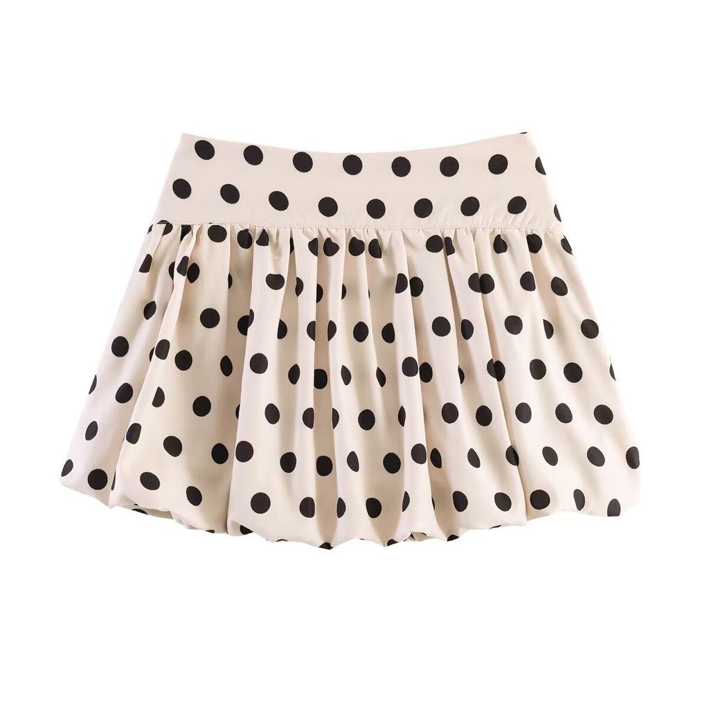 Polka-Dot High-Waist A-Line Skort