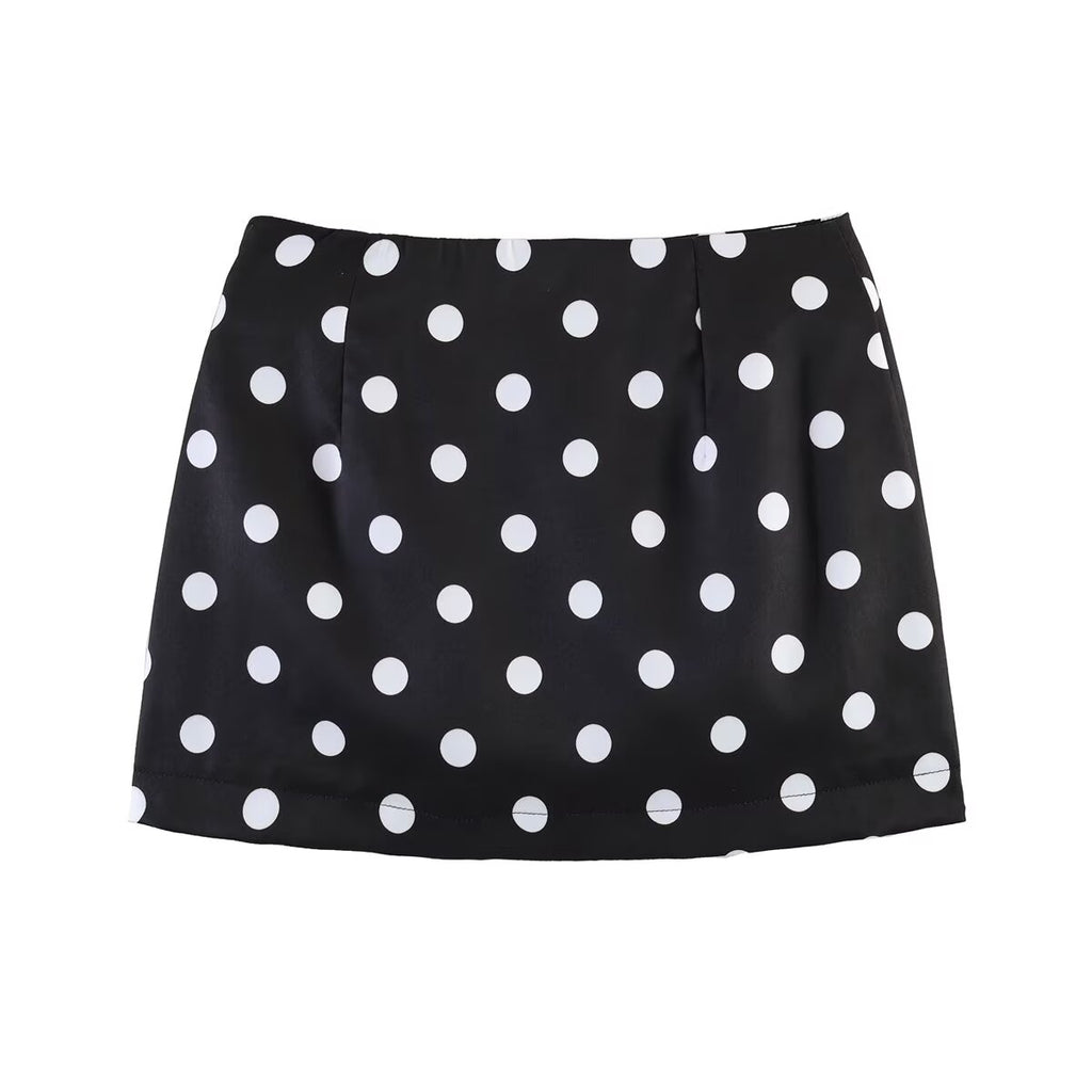 Polka-Dot High-Waist Pencil Mini Skirt