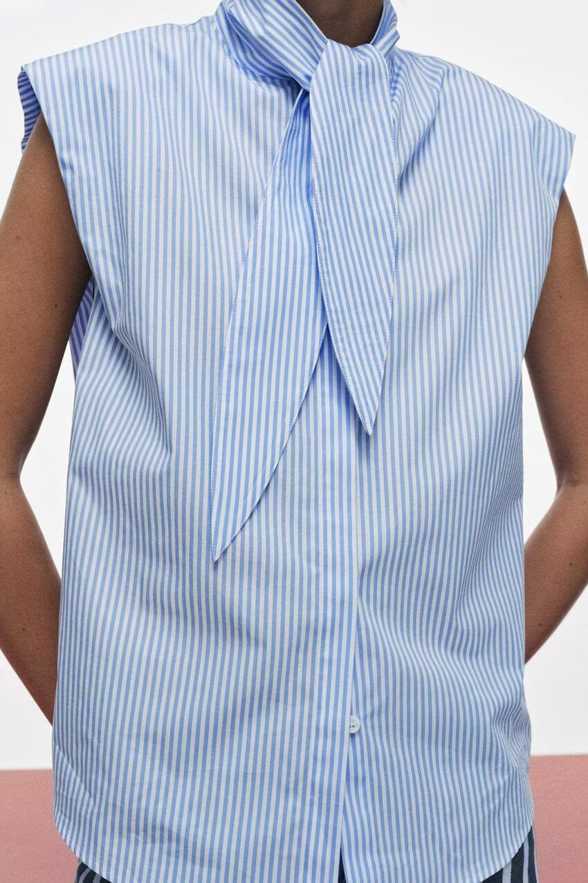 Women's Loose Striped Bow Shirt