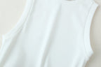Color-Block Crew-Neck Belted Sleeveless A-Line Midi Dress