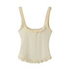 Women's Rib Laminated Decoration Top