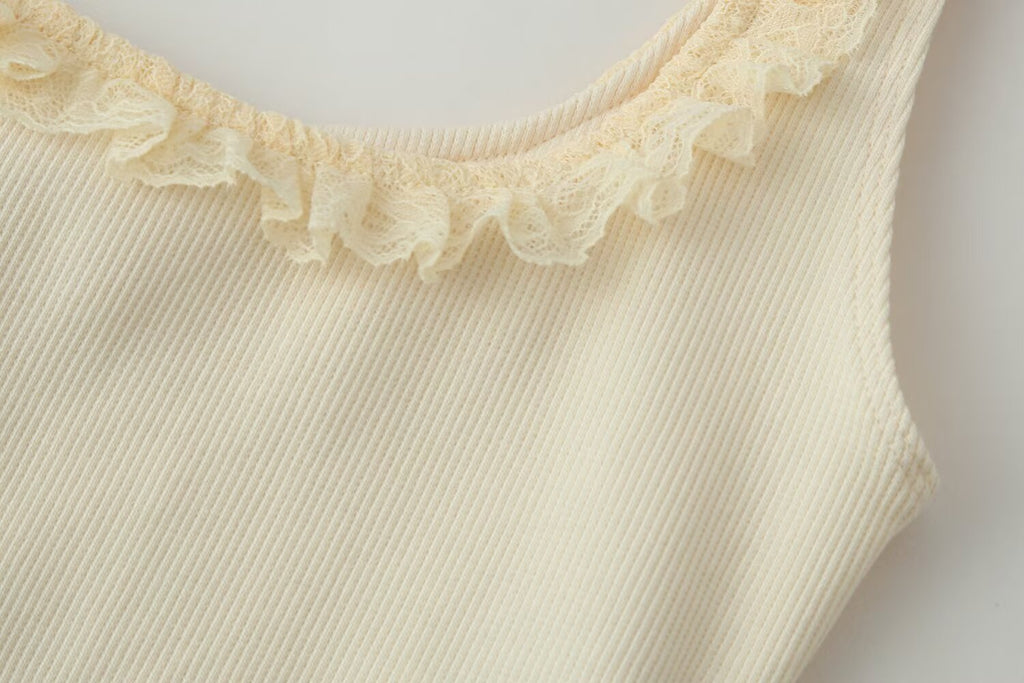 Women's Rib Laminated Decoration Top