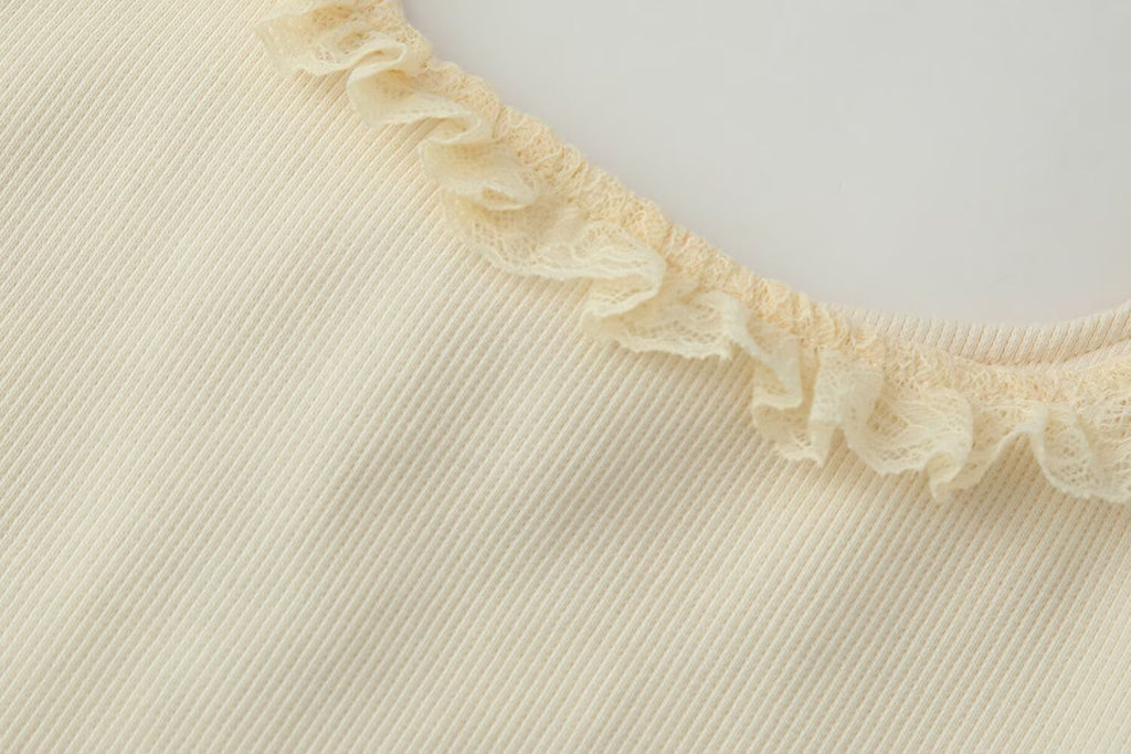 Women's Rib Laminated Decoration Top