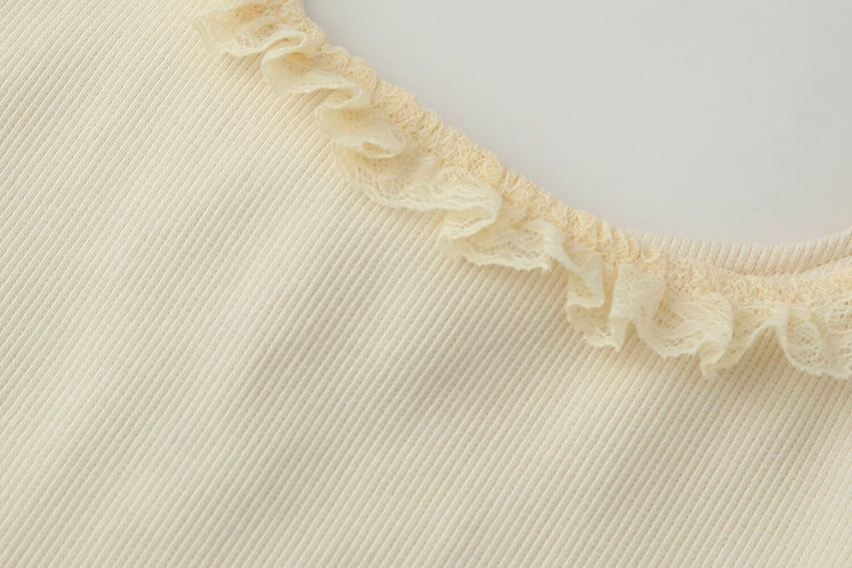 Women's Rib Laminated Decoration Top