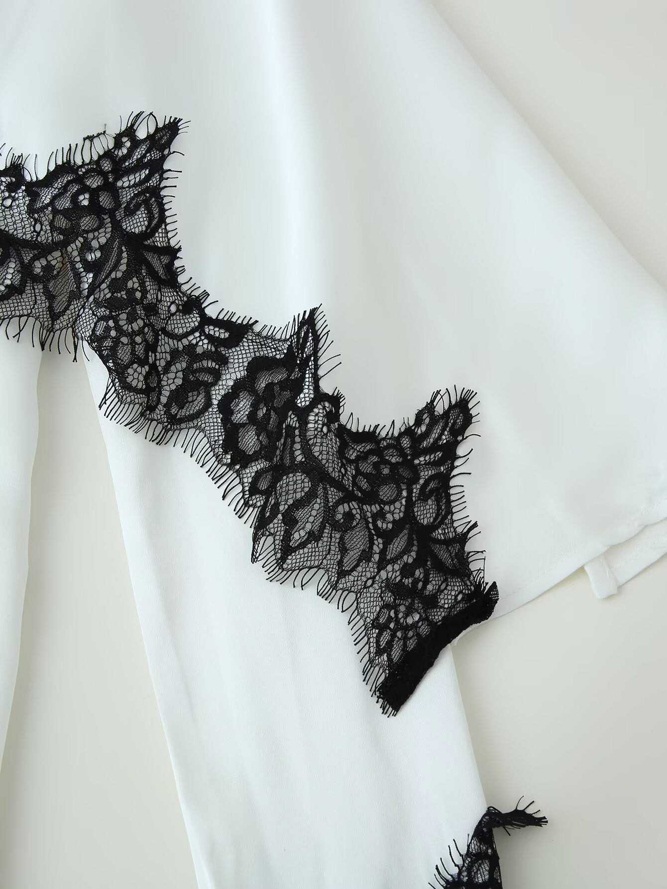 Women's Women Clothing Elegant Lace Stitching Satin Long Sleeve T Shirt Shawl All Matching Top