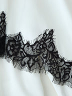 Women's Women Clothing Elegant Lace Stitching Satin Long Sleeve T Shirt Shawl All Matching Top