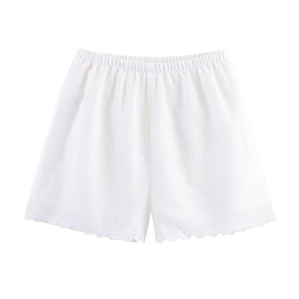 Women Clothing Simple Jacquard Embroidered Shirt Shorts Two Piece Set