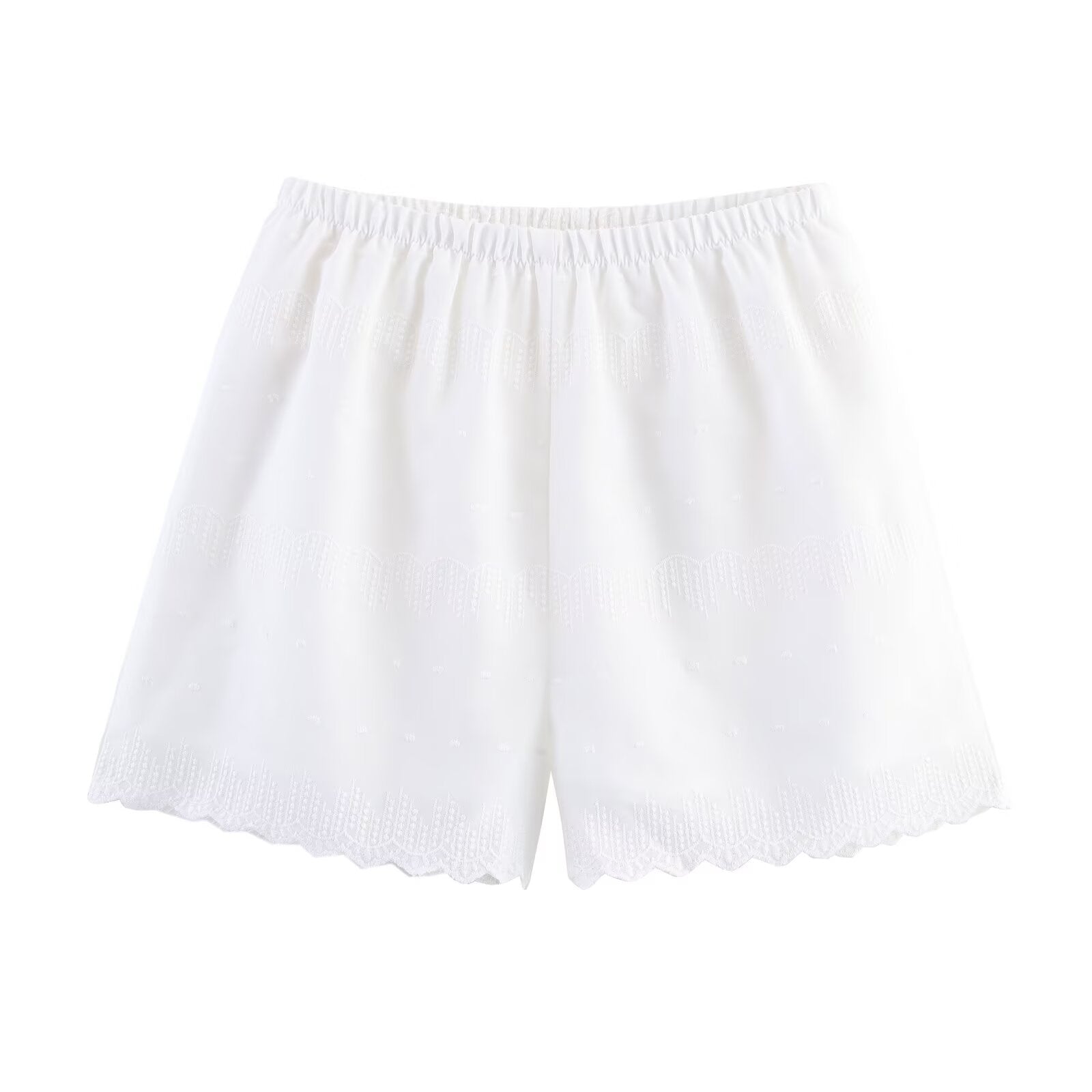 Women Clothing Simple Jacquard Embroidered Shirt Shorts Two Piece Set