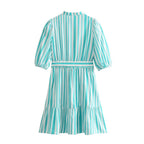 Popular Puff Sleeve Striped Dress