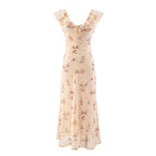 Women's Floral Ruffled V-Neck Vacation Midi Dress