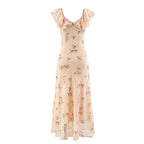 Women's Floral Ruffled V-Neck Vacation Midi Dress