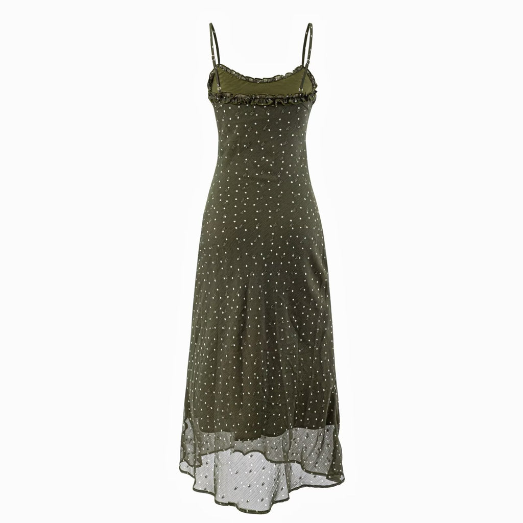 Seaside Vacation Polka Dot Spaghetti Straps Dress