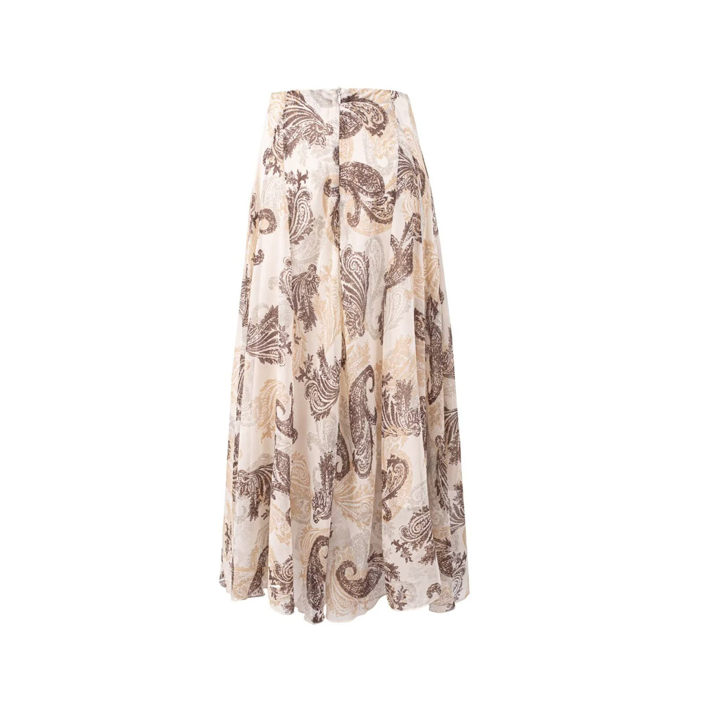 Printed High-Waist Midi Skirt