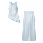 Women Clothing Top Product Crew Neck Sleeveless Silk Suit
