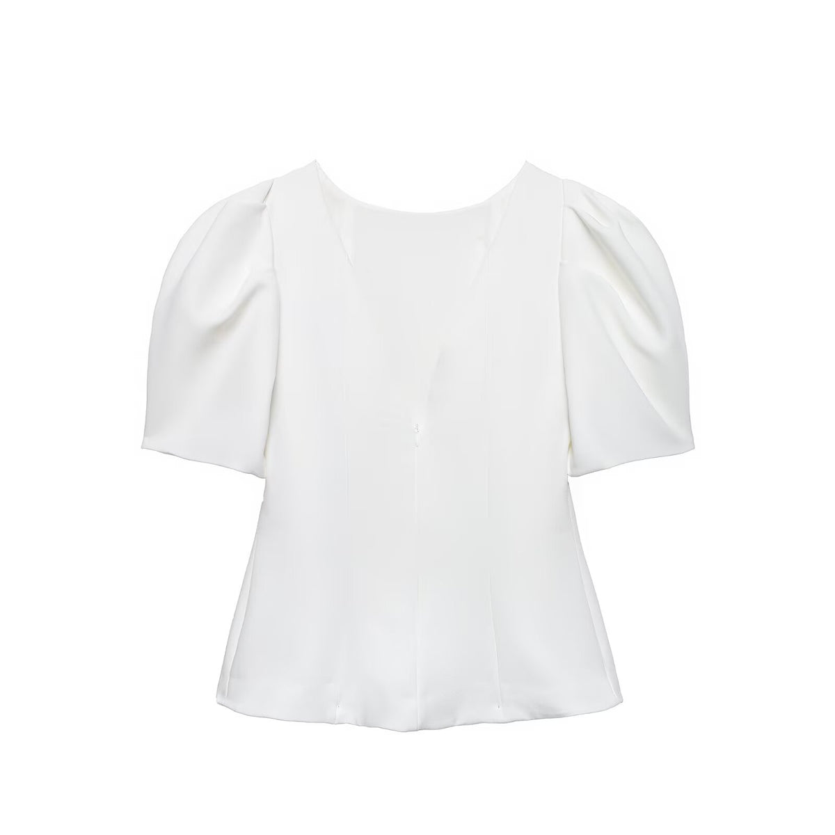 Women's Spring Summer Women Clothing Graceful Fashionable Puff Sleeve Solid Color Slim Fit Top