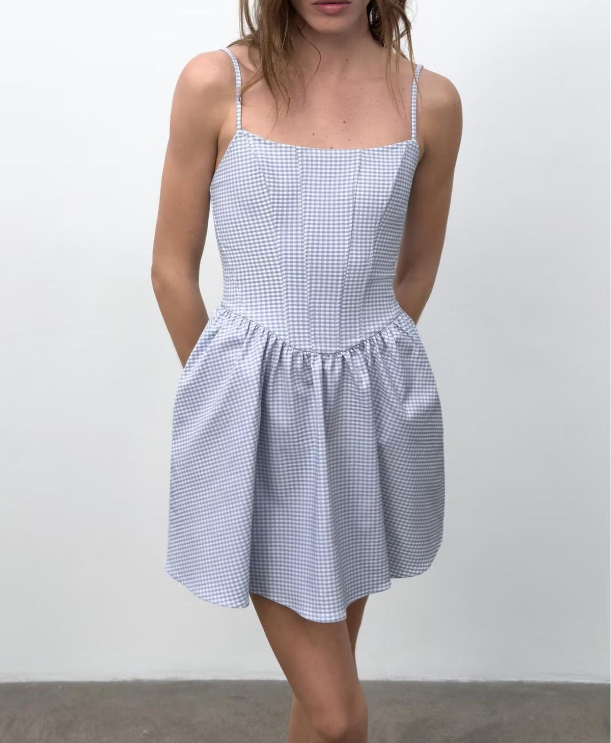 Graceful Plaid Beam Super Fairy Mini Dress
