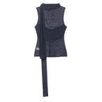 Women's Sleeveless Pleated Mesh Top – High Neck