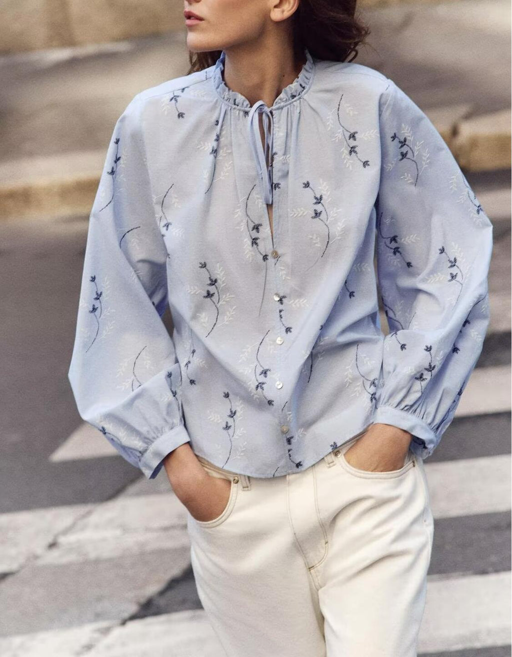 Women's Artistic Adhesive Embroidered Printed Shirt