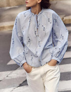 Women's Artistic Adhesive Embroidered Printed Shirt