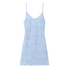 French Minority Vacation Floral Print Back Cut Lace up Bow Suspender Women Summer
